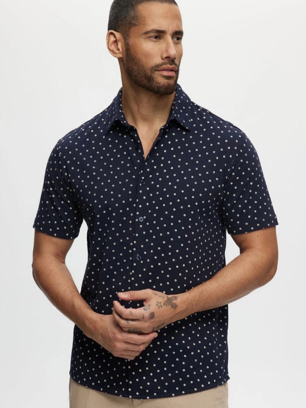 Julian & Mark Black Square Dot Geo Short Sleeve Jersey Shirt/18814